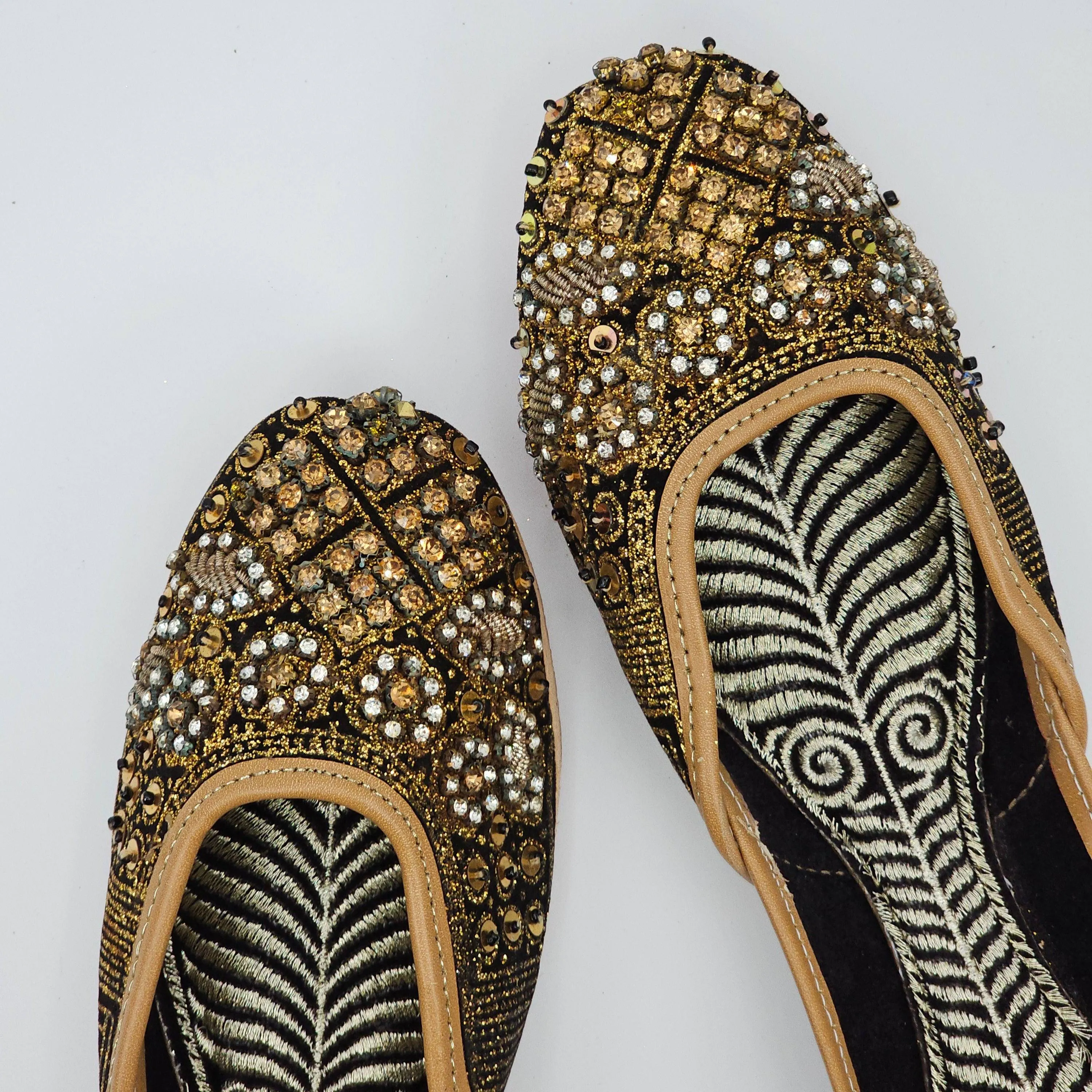 Zahra Black Gold Embroidered Bridal Juttis